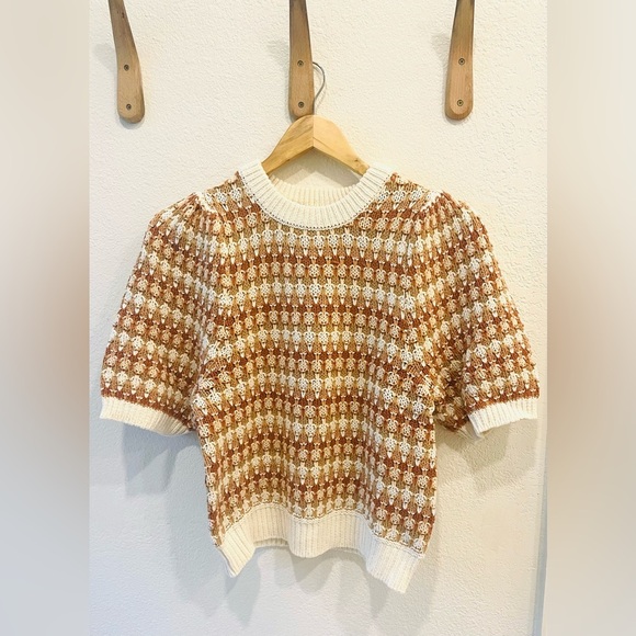 Universal Thread Crochet Striped Sweater with Puff Elbow Sleeves Size XS - Picture 2 of 4